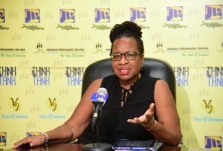 Non-Communicable Disease Lead for the Health System Strengthening Programme (HSSP) within the Ministry of Health and Wellness, Professor Alafia Samuels, addresses a JIS Think Tank on Tuesday (July 30).  

