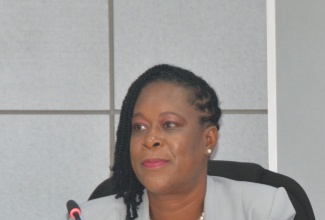 Parish Manager, Ministry of Labour and Social Security, Georgia Taylor, speaks at the St James Municipal Corporation’s Disaster Preparedness, Hazard Mitigation and Safety Committee meeting on Thursday, July 18.