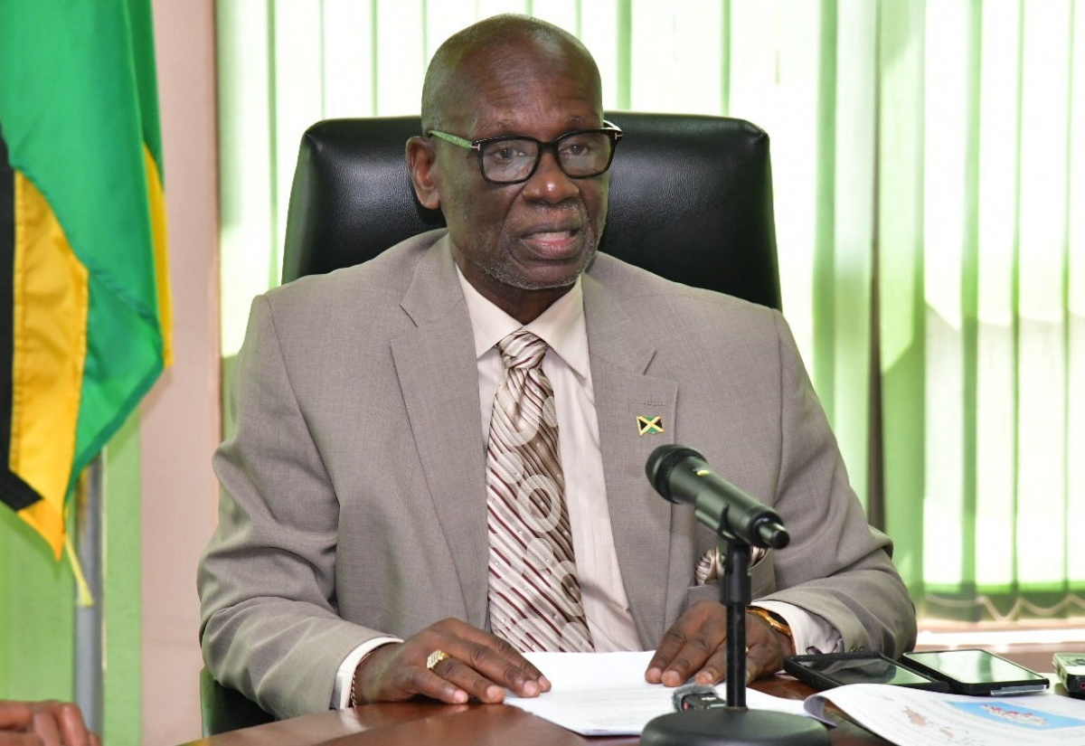 Local Government and Community Development Minister, Hon. Desmond McKenzie, addresses a National Disaster Risk Management Council (NDRMC) meeting at the Ministry’s offices in Kingston on Monday (July 1).
