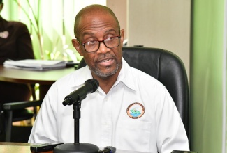 Principal Director, Meteorological Service Branch, Evan Thompson, gives an update on Hurricane Beryl during a meeting of the National Disaster Risk Management Council (NDRMC) at the Ministry of Local Government and Community Development in Kingston on Monday (July 1).