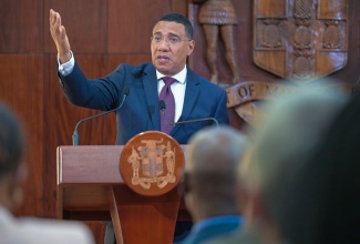 Prime Minister, the Most Hon. Andrew Holness, addresses Monday’s (July 8) launch of the ‘Building a Better Jamaica Fund’ at Jamaica House.

