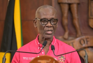 Minister of Local Government and Community Development, Hon. Desmond McKenzie, addresses Wednesday’s (July 10) post-Cabinet press briefing at Jamaica House.