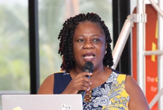 Senior Medical Officer at the St. Ann’s Bay Regional Hospital, Dr. Tanya Hamilton-Johnson, addresses the hospital’s 10th Annual Scientific Conference at the Bettino’s al Mare Restaurant in Drax Hall, St. Ann, on Sunday, July 21.

