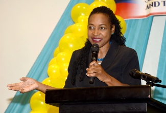 Minister of State in the Ministry of Education and Youth, Hon. Marsha Smith, delivers remarks during the Ministry’s Region Six 2024 Back to School Conference at The Jamaica Pegasus hotel in New Kingston.