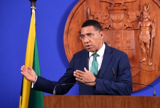 Prime Minister, the Most Hon. Andrew Holness, addressing an emergency press conference on Monday (August 12) at the Office of the Prime Minister.