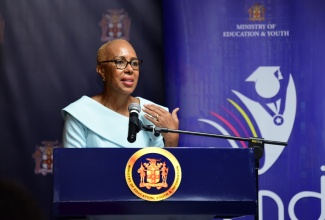Minister of Education and Youth, Hon. Fayval Williams, speaking during a media briefing at the Ministry’s offices in Kingston on Monday (August 26).