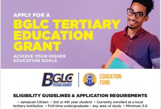 A flyer promoting the Betting, Gaming and Lotteries Commission (BGLC) Tertiary Education Grant for the 2024/2025 academic year.

