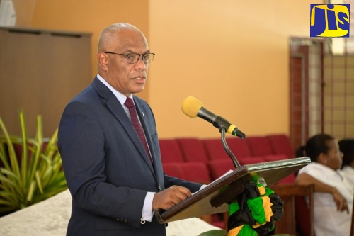 Director-General, Major Organised Crime and Anti-Corruption Agency (MOCA), Colonel Desmond Edwards, brings greetings during the entity’s10th anniversary commemorative service at Boulevard Baptist Church in St. Andrew on Sunday (August 11), which launched activities to mark the milestone.