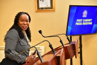 Permanent Secretary in the Ministry of Education and Youth, Dr. Kasan Troupe, speaks at a recent post-Cabinet press briefing, at Jamaica House.