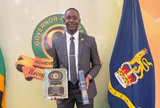 Recipient of the Governor General’s Achievement Award for Academic Excellence 2024,  Detective Corporal Damoy Douglas of the Jamaica Constabulary Force.

