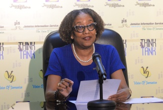 General Manager for Public-Private Partnerships and Privatisation Services at the Development Bank of Jamaica (DBJ), Denise Arana, speaks at a JIS Think Tank, on September 17.

