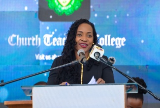 Minister of State in the Ministry of Education and Youth, Hon. Marsha Smith, addresses the Church Teachers’ College 60th Anniversary press launch at the institution’s campus in Mandeville, Manchester, on Thursday (August 29). Ms. Smith represented Portfolio Minister, Hon. Fayval Williams.

