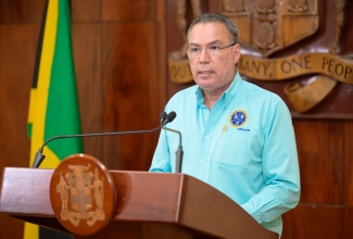 Minister of Science, Energy, Telecommunications and Transport, Hon. Daryl Vaz, speaking during Wednesday’s (September 4) post-Cabinet press briefing at Jamaica House.

