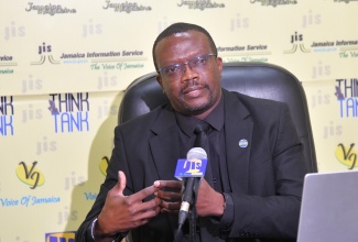 Director, Jamaica Cyber Incident Response Team (JaCIRT), Lieutenant Colonel Godphey Sterling, addresses a Jamaica Information Service (JIS) ‘Think Tank’ on Wednesday (September 25).