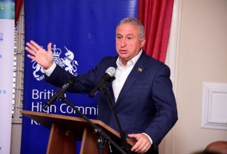 President of the Private Sector Organisation of Jamaica (PSOJ), Metry Seaga, delivers remarks during a business briefing on Tuesday (October 1) as part of a United Kingdom (UK) Trade Mission to Jamaica.