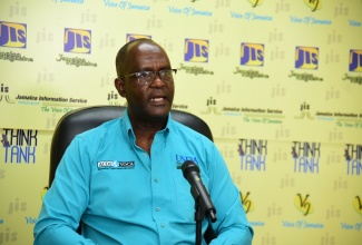 Chief of Party, USDA Food for Progress Jamaica Spices Project, Dr. Ronald Blake, provides an update on the project at a JIS Think Tank, at the agency's head office in Kingston, on Wednesday, October 9.

