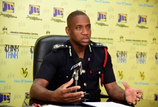 Deputy Commissioner, Jamaica Fire Brigade (JFB), Sean Martin, outlines activities being planned to commemorate Fire and Life Safety Awareness Week (October 27 to November 2), during a JIS Think Tank at the agency's head office in Kingston, on October 16.

