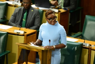 Minister of State in the Ministry of National Security and Member of Parliament (MP) for St. Andrew West Rural, Hon. Juliet Cuthbert-Flynn, makes her contribution to the 2024/25 State of the Constituency Debate in the House of Representatives on Wednesday (October 16).

