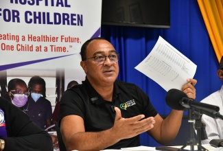 Minister of Health and Wellness, Dr. the Hon. Christopher Tufton, addresses a press briefing at the Bustamante Hospital for Children in Kingston on Thursday (October 24).

