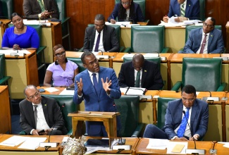 Former Minister of Finance and the Public Service, Dr. the Hon. Nigel Clarke, speaks in the House of Representatives on Tuesday (October 29).

