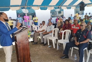 Mayor of Black River and Chairman of the St. Elizabeth Municipal Corporation, Councillor Richard Solomon, addresses a World Homeless Day event at the Drop-In Centre in Black River on October 10.

