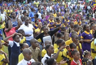 The large gathering of students, parents and teachers at the 2019 staging of the Seville Heritage Expo in St. Ann

