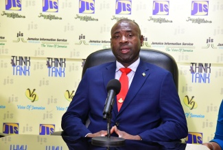 Commissioner of Corrections, Brigadier (Ret.) Radgh Mason, speaks at a JIS Think Tank on October 7, about Corrections Week, to be observed from October 27 to November 2.

