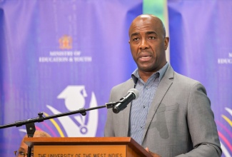 Education Transformation Oversight Committee (ETOC) Chairman, Dr. Adrian Stokes, addresses Thursday’s (October 3) ETOC Press Conference held at the University of the West Indies (UWI) Regional Headquarters in St. Andrew.

