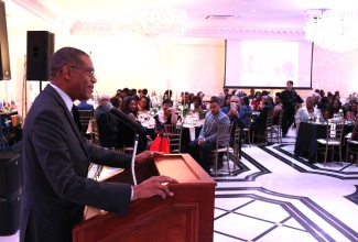 Jamaica’s Honorary Consul in Philadelphia, Christopher Chaplin, delivers remarks at the Caribbean Medical Mission’s (CMM) 21st annual black-tie gala at the Grand Ballroom in Totowa, New Jersey, on November 2.

