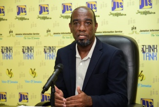 Director for Strategic Planning and Projects at the Rural Agricultural Development Authority (RADA), Vaughn Barnaby, speaks during a recent Jamaica Information Service (JIS) ‘Think Tank’.