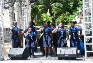 Students of Bethel Primary School in Hanover perform a cultural item during the recent Hanover Main Street Festival, which was held at Sir Alexander Bustamante Square in Lucea, Hanover.

