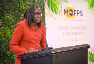 Financial Secretary in the Ministry of Finance and the Public Service, Darlene Morrison, delivers remarks during the annual Audit Committees’ Conference at The Summit in Kingston on Thursday (November 7).

