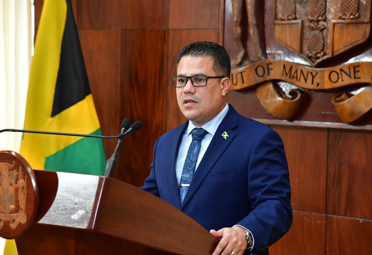 Minister without Portfolio in the Ministry of Economic Growth and Job Creation, Hon. Matthew Samuda, addresses a post-Cabinet press briefing  at Jamaica House, on November 27.

