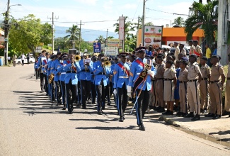 Members of the Jamaica Combined Cadet Force (JCCF) engage in a road march in the town of Santa Cruz, St. Elizabeth, during the JCCF Founder’s Day Service on Sunday (November 17).

