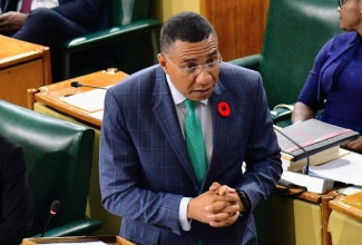 Prime Minister, Dr. the Most Hon. Andrew Holness, delivers a Statement in the House of Representatives on Tuesday (November 12).