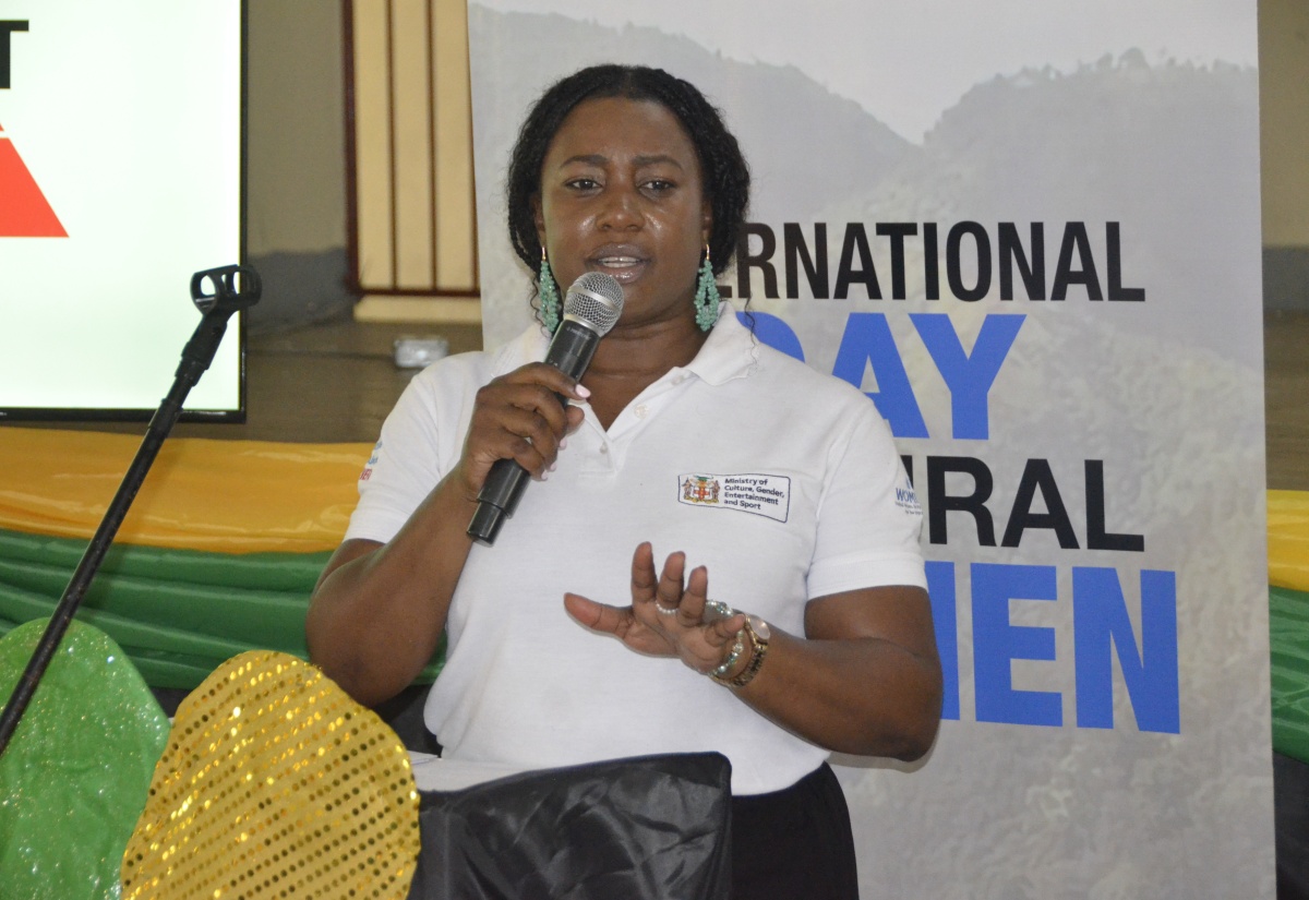 Acting Director for the Community Liaison Unit in the Bureau of Gender Affairs (BGA), Ministry of Culture, Gender, Entertainment and Sport, Nardia McLaren, addresses an International Day of Rural Women workshop held at the Sean Lavery Faith Hall in Savanna-la-Mar, Westmoreland, on October 25.

