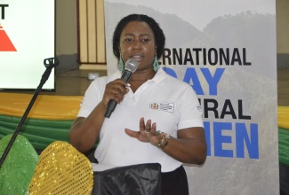 Acting Director for the Community Liaison Unit in the Bureau of Gender Affairs (BGA), Ministry of Culture, Gender, Entertainment and Sport, Nardia McLaren, addresses an International Day of Rural Women workshop held at the Sean Lavery Faith Hall in Savanna-la-Mar, Westmoreland, on October 25.

