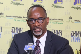 Deputy Managing Director for Corporate Support at the HEART/NSTA Trust, William Malabver, discusses the five pillars that will guide the entity’s digital transformation strategy, during a Jamaica Information Service (JIS) ‘Think Tank’ on Wednesday (November 20).

