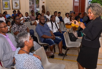 Minister of Education, Skills, Youth and Information, Senator Dr. the Hon. Dana Morris Dixon, converses with parents who attended a Parenting Workshop on Wednesday (November 20) at the Convent of Mercy Academy (Alpha) on South Camp Road, Kingston. The workshop was held under the theme: ‘Surf Beyond the Surface’. This theme focused on empowering parents and guardians to embrace and responsibly utilise new technologies, particularly artificial intelligence (AI), in their parenting practices.

