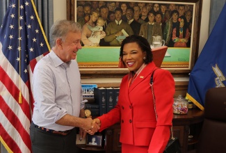 Connecticut Governor, Ned Lamont, welcomes Jamaica’s Ambassador to the United States,  Her Excellency Audrey Marks, during a recent courtesy call at the State Capitol in Hartford.