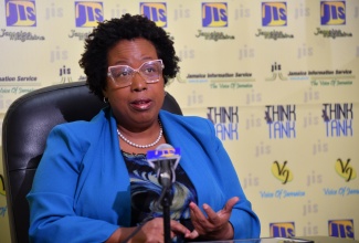 Director, Non-Communicable Disease and Injury Prevention Unit, Ministry of Health and Wellness, Dr. Tamu Davidson, addresses a Jamaica Information Service (JIS) ‘Think Tank’ on Tuesday (November 12).