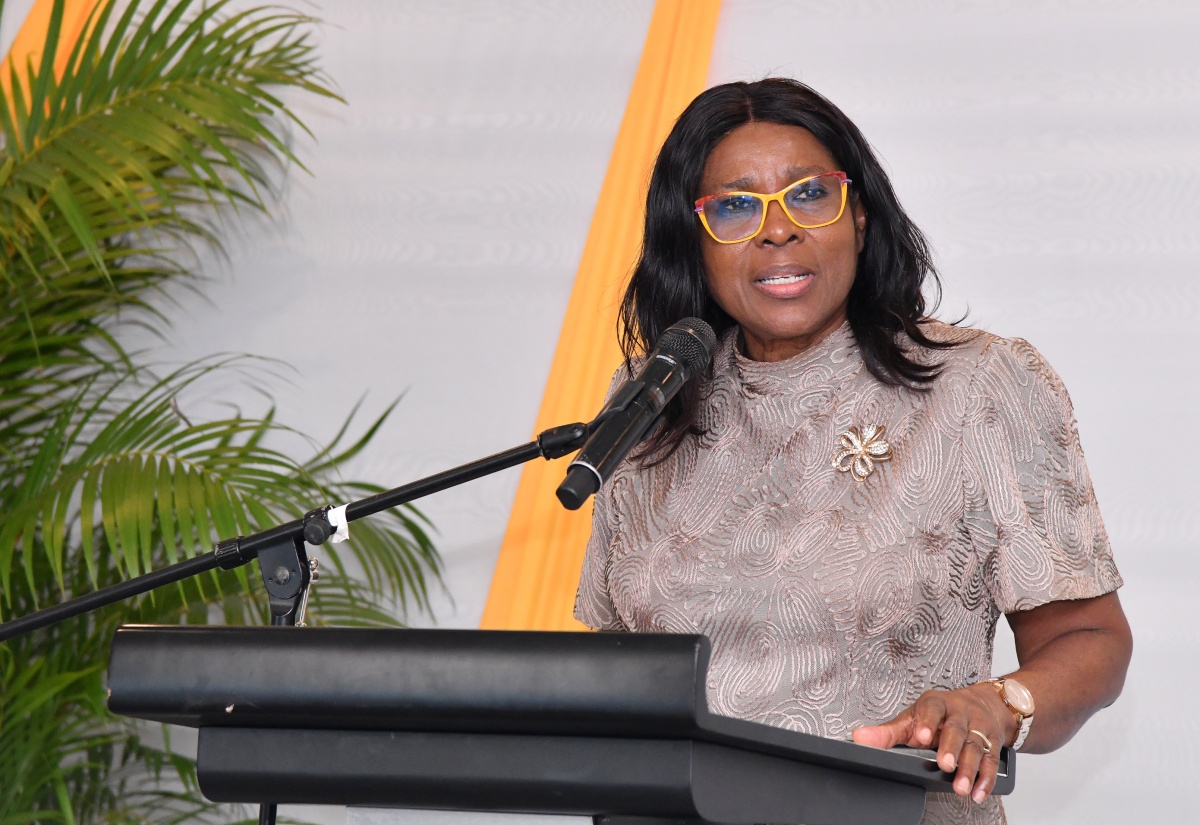 Cabinet Secretary, Audrey Sewell, addresses the inaugural Integrated Results Based Management (IRBM) Excellence Awards Ceremony at the Jamaica Pegasus Hotel in New Kingston on Wednesday (November 6).

