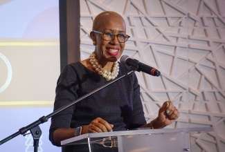 Minister of Finance and the Public Service, Hon. Fayval Williams, addresses Tax Administration Jamaica’s (TAJ) 10th anniversary tax forum on Wednesday (November 13) at the Jamaica Pegasus Hotel in New Kingston.