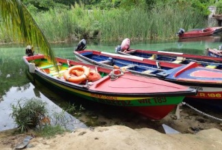 Fishing Boats at the White River Fishing Village in St. Ann.

