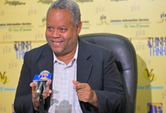 Director of Arts, Development and Training, Jamaica Cultural Development Commission (JCDC), Andrew Brodber, speaks during a recent Jamaica Information Service (JIS) ‘Think Tank’ at the agency’s head office in Kingston.

