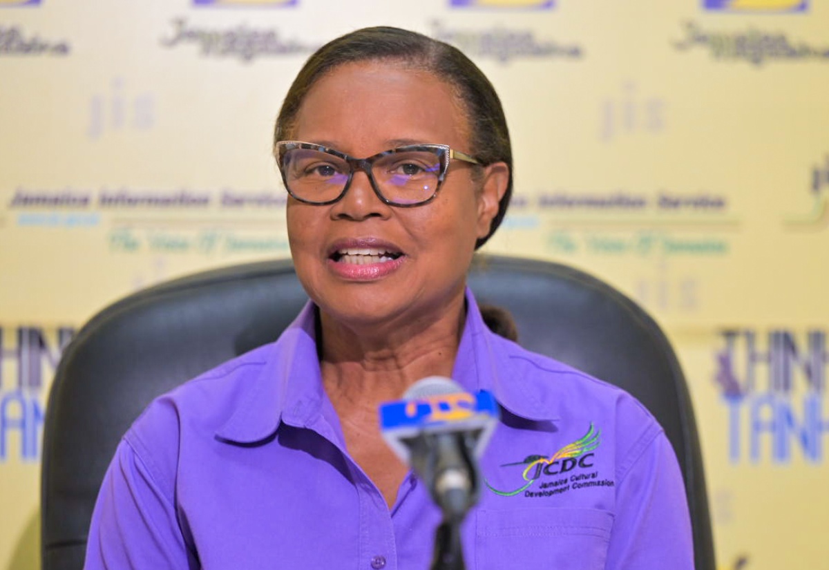 Director of Community Cultural Development Services Division, Jamaica Cultural Development Commission, Marjorie Leyden Kirton, speaks at a recent Jamaica Information Service (JIS) Think Tank, held at the agency’s head office in Kingston.

