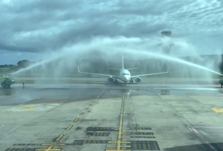 The inaugural Bahamasair flight from Nassau, Bahamas, arrives at the Sangster International Airport (SIA) in Montego Bay, St. James, on Sunday (November 17).

