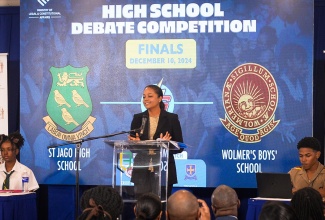 Minister of Legal and Constitutional Affairs, Hon. Marlene Malahoo Forte, addresses the National Human Rights High School Competition at the Summit in Kingston on Tuesday (December 10).  The event was part of activities to mark the sixth anniversary of the adoption of the Universal Declaration of Human Rights under the theme ‘Our Rights, Our Future, Right Now’.