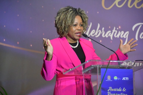 Minister of Education, Skills, Youth and Information, Senator Dr. the Hon. Dana Morris Dixon, delivers remarks during the second annual Jamaica Centre of Tourism Innovation (JCTI) Awards and Recognition Ceremony at the Montego Bay Convention Centre in St. James on Thursday (December 5).