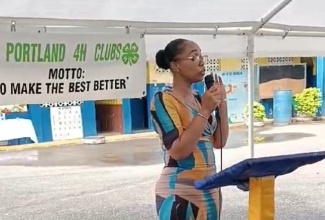 Vice Principal of the Buff Bay Primary School, Keisha Braimbridge, addresses a recent agri-expo held recently at the institution in Portland.